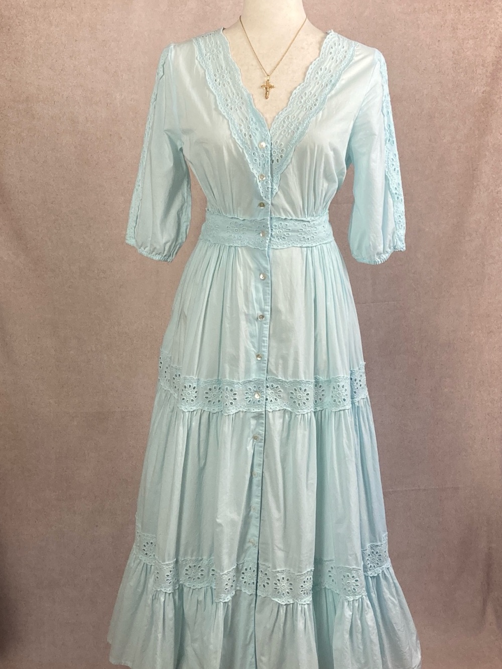 April Cornell, Seashore Dress, XS, Brand New, Aqua Blue, 100% Cotton, NWOT